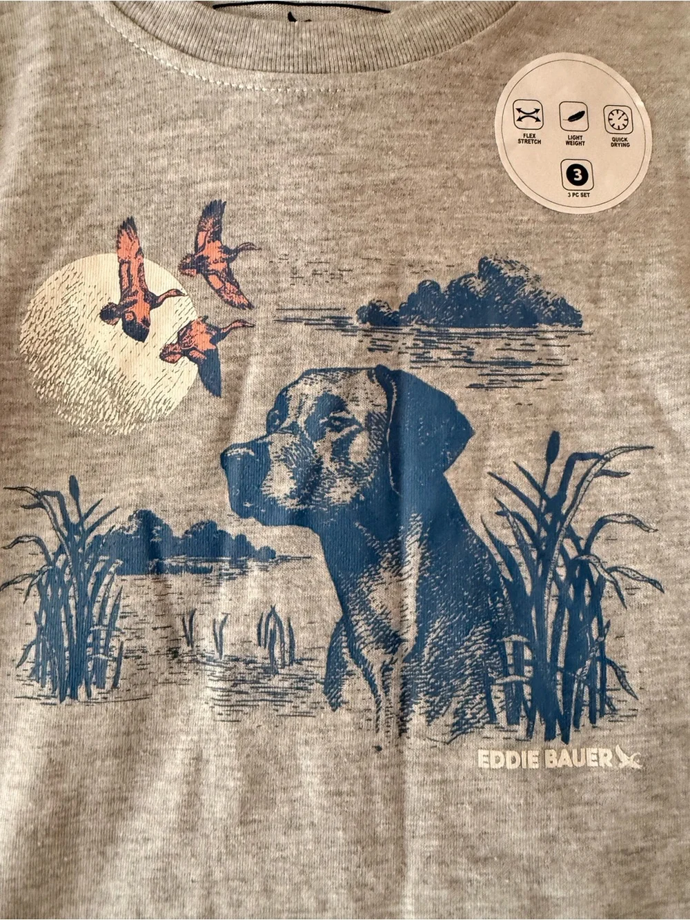 NWT Eddie Bauer Kids 3 Piece Set Dog Striped Shorts Size 5